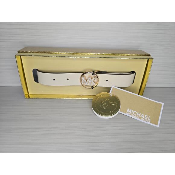 Michael Kors Accessories - Michael Kors Lt Cream 28mm Pave Logo Belt in size Large/Extra Large